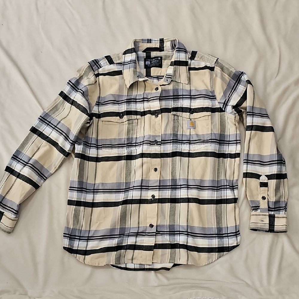 Carhartt Relaxed Fit Plaid Shirt - Cream and Black